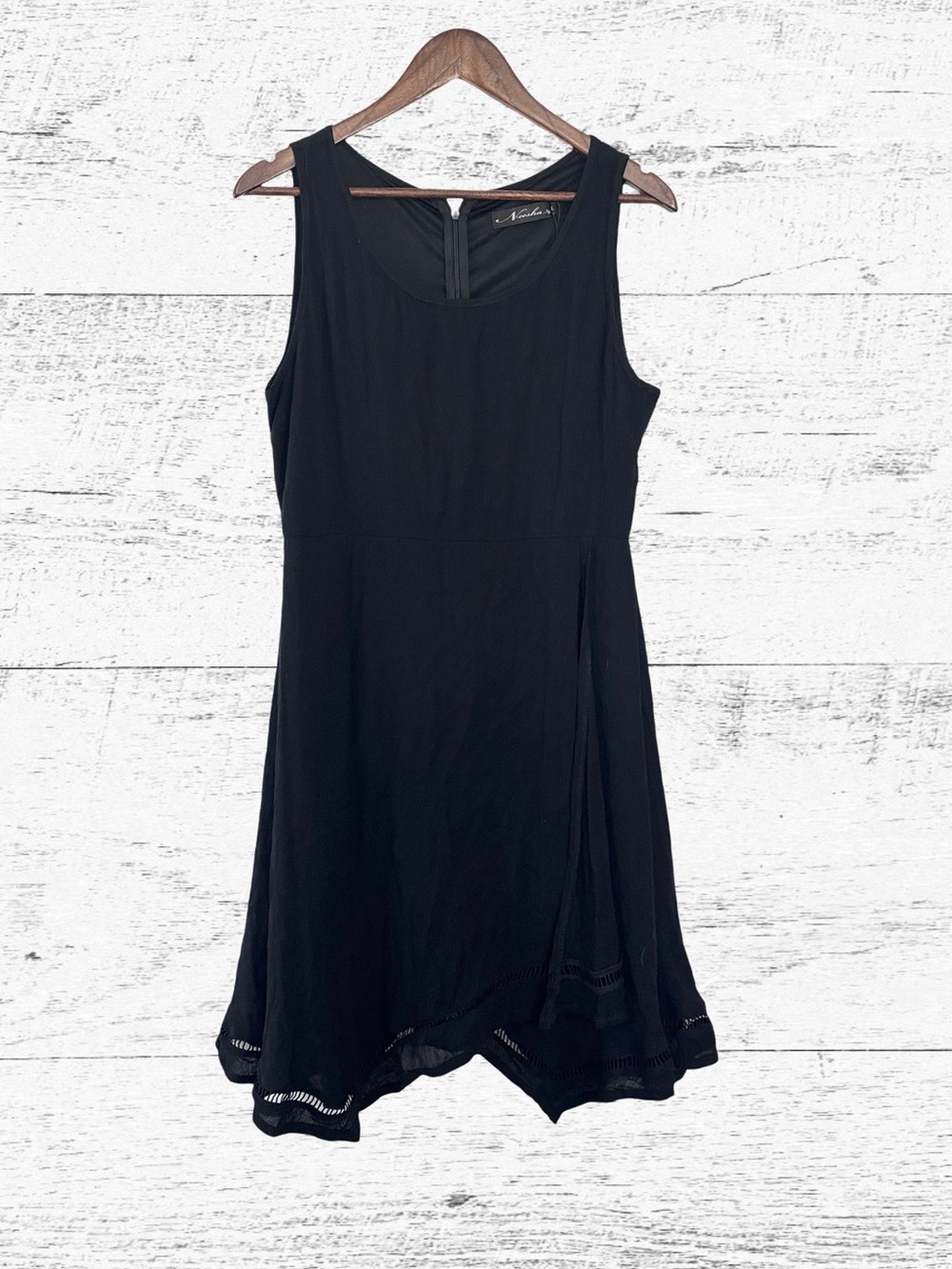 Neesha Black Asymmetrical A-line Halter Mini Dress